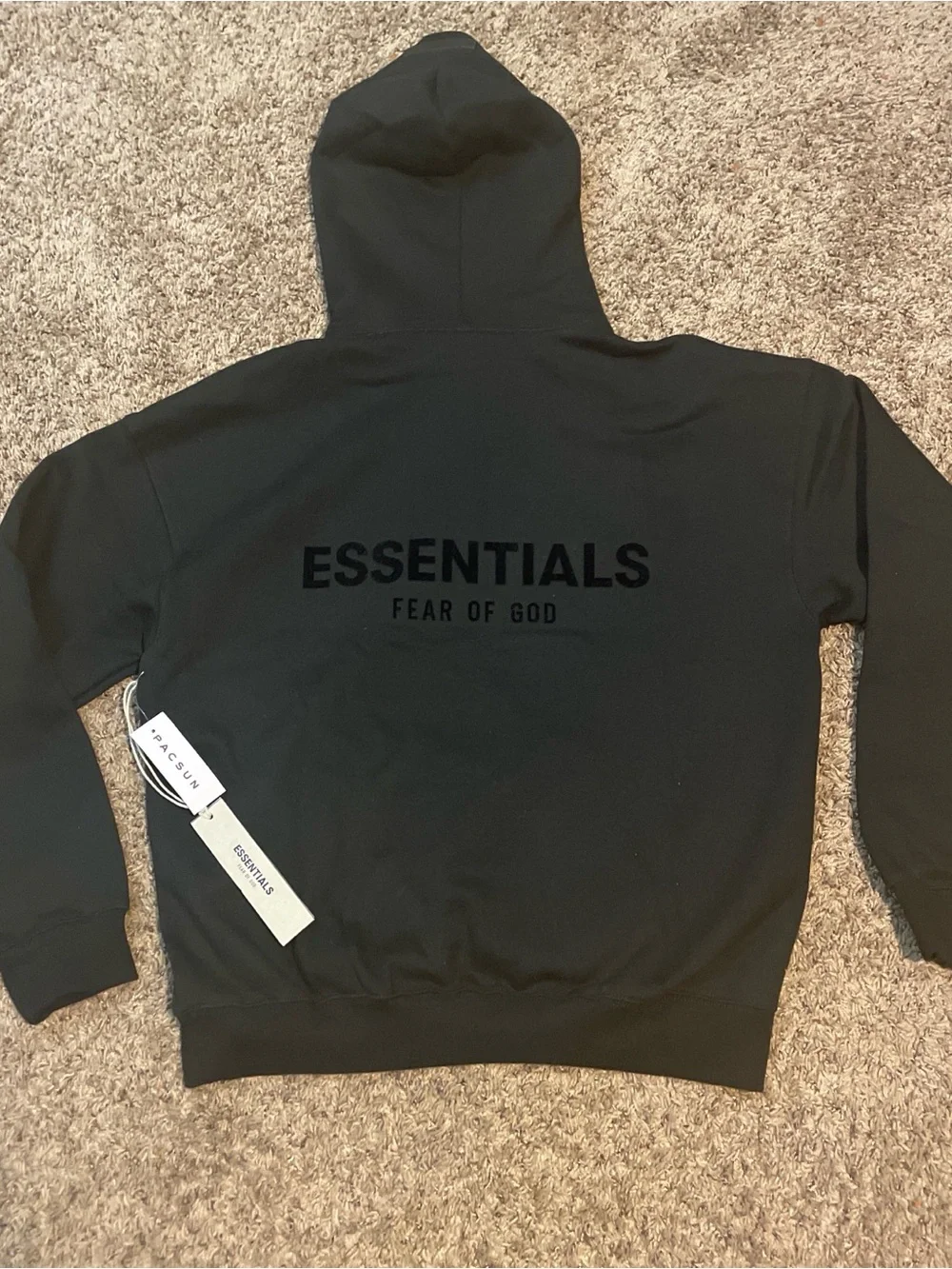 Essentials Black Pullover Hoodie with Subtle Logo - Picture 2 of 4